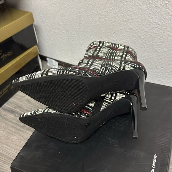 INC International Concepts Womens Reisa Dress Booties,Plaid Bling - Picture 3 of 6